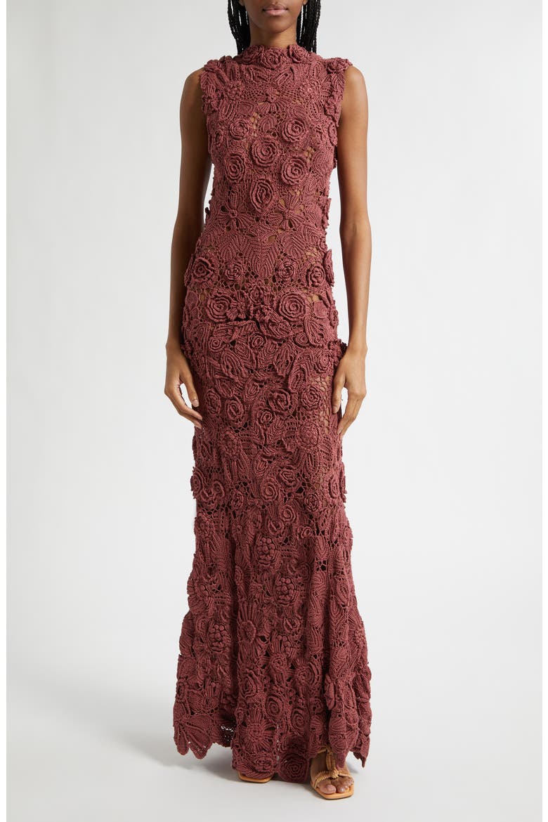 Anita Floral Crochet Gown, Main, color, AGATE