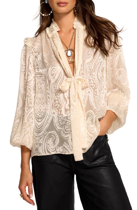 Mara Paisley Burnout Silk Blend Top
