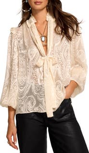 Ramy Brook Mara Paisley Burnout Silk Blend Top