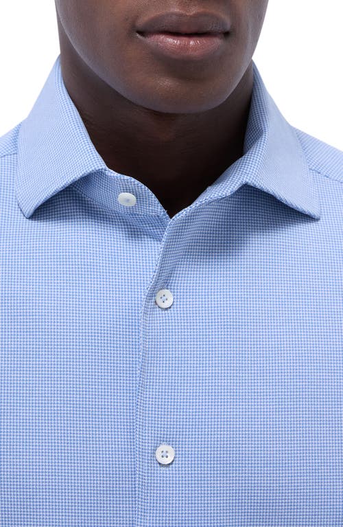 Bugatchi Devon Micro Houndstooth Ooohcotton® Button-up Shirt In Classic Blue