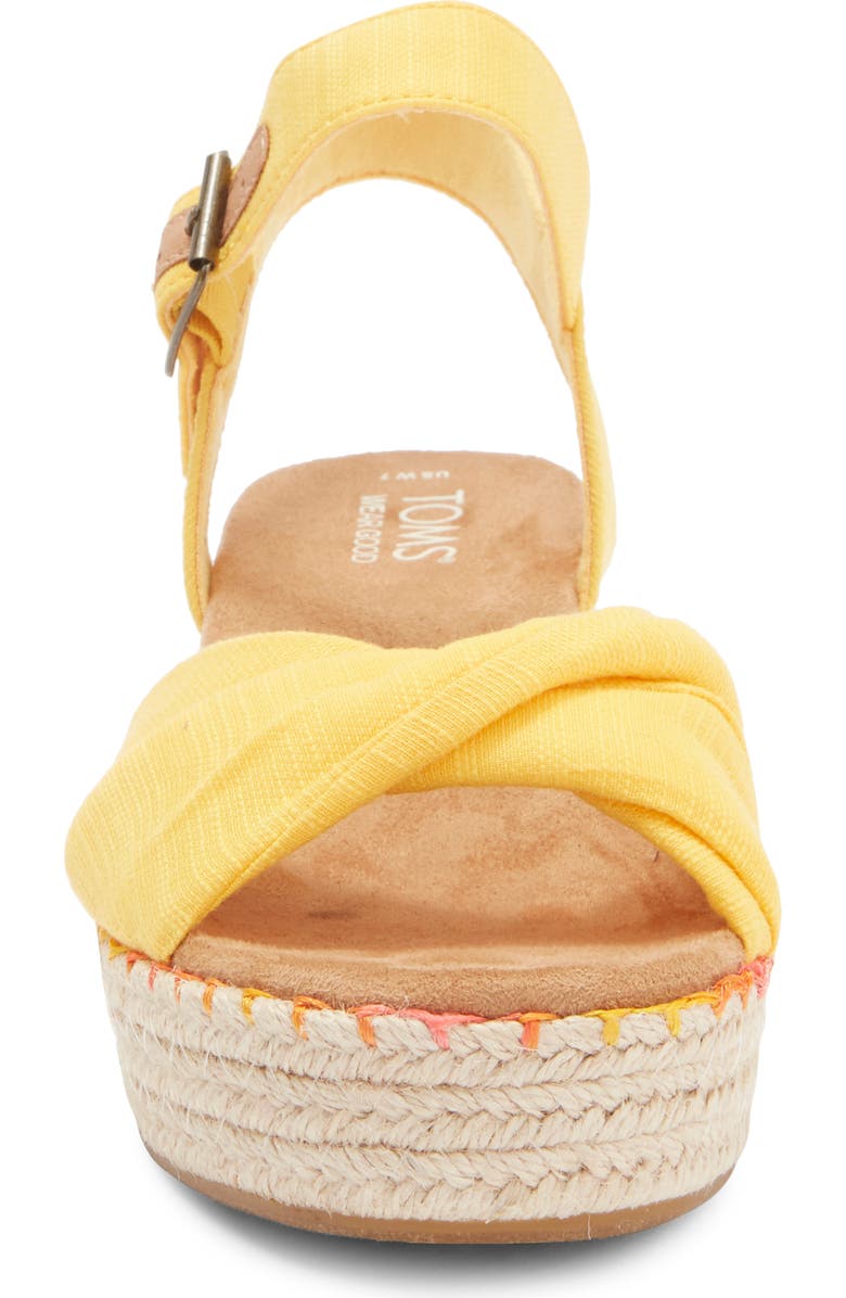 TOMS Kinsle Espadrille Platform Wedge Sandal, Alternate, color, Yellow