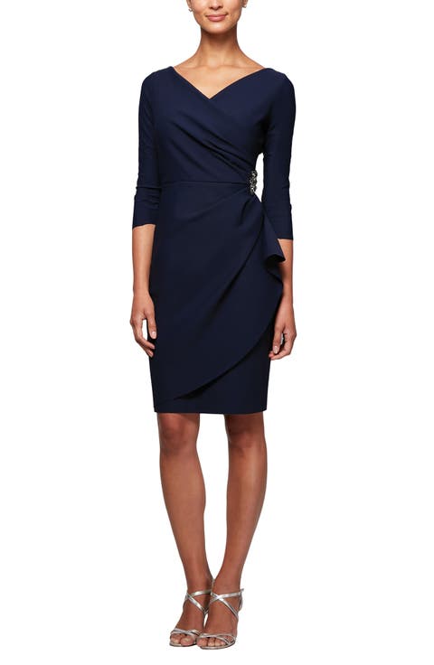 Contour Collection Embellished Ruched Sheath Cocktail Dress (Regular & Petite)