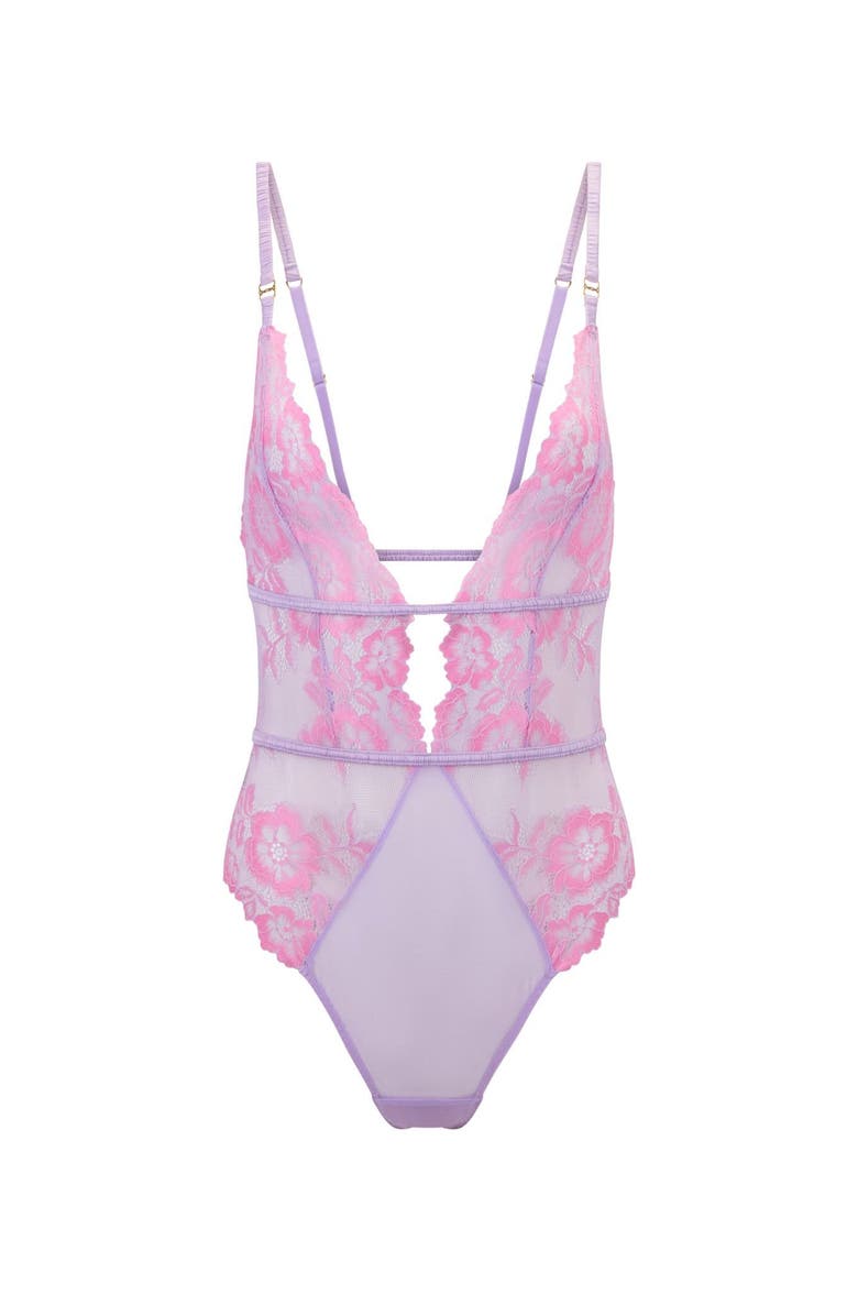 Adore Me Calissa Lace Bodysuit Lingerie, Alternate, color, Medium Purple