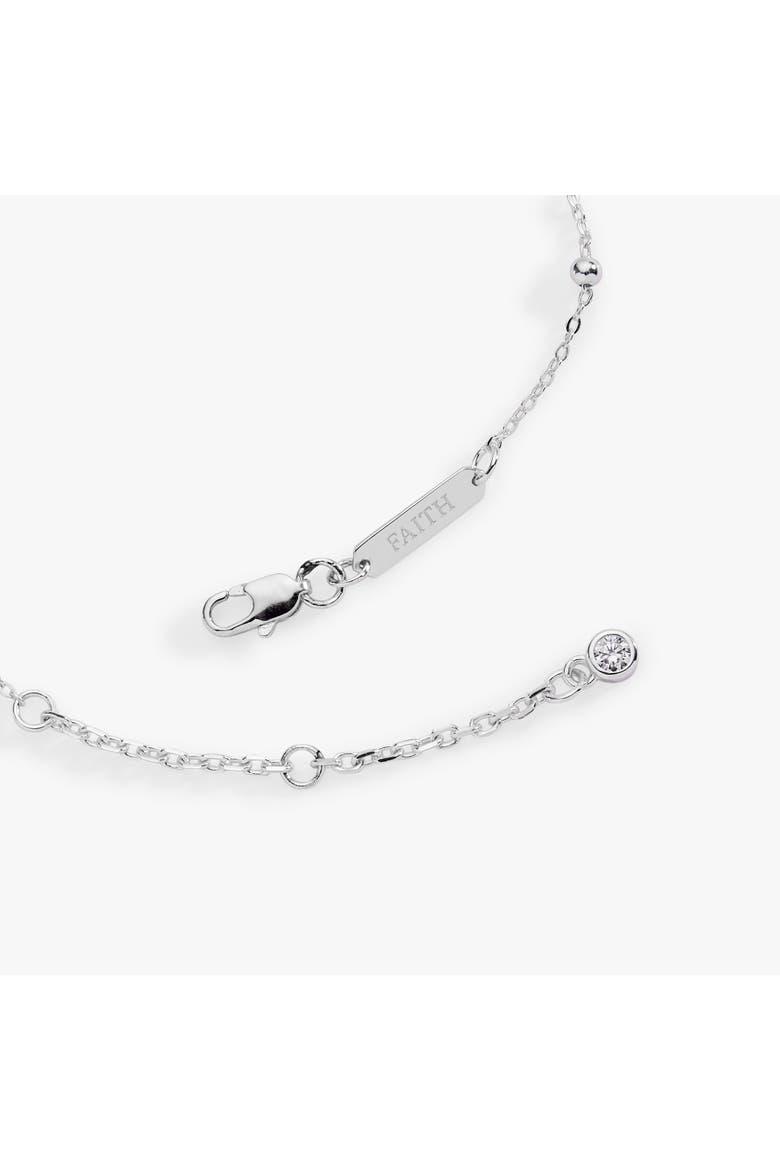 Cross Delicate Pave Crystal Beaded Strand Bracelet, Alternate, color, Silver
