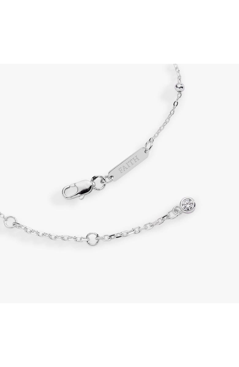 Alex and Ani Cross Delicate Pave Crystal Beaded Strand Bracelet, Alternate, color, Silver