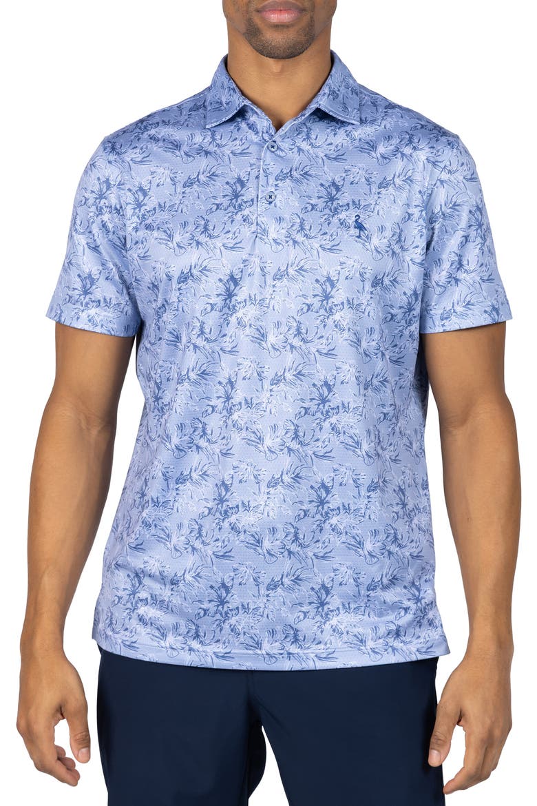 Tropical Print Performance Mesh Polo, Main, color, LIGHT BLUE