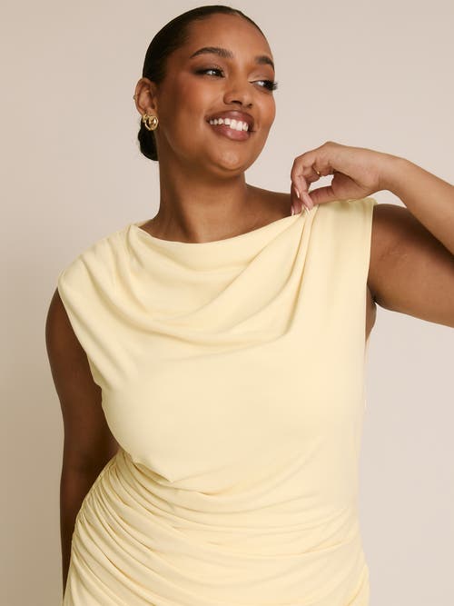 Six Stories Cowl Gathered Short Sleeve Bridesmaid In Yellow