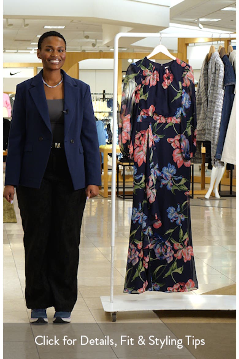 Floral Long Sleeve Ruffle Chiffon Dress video