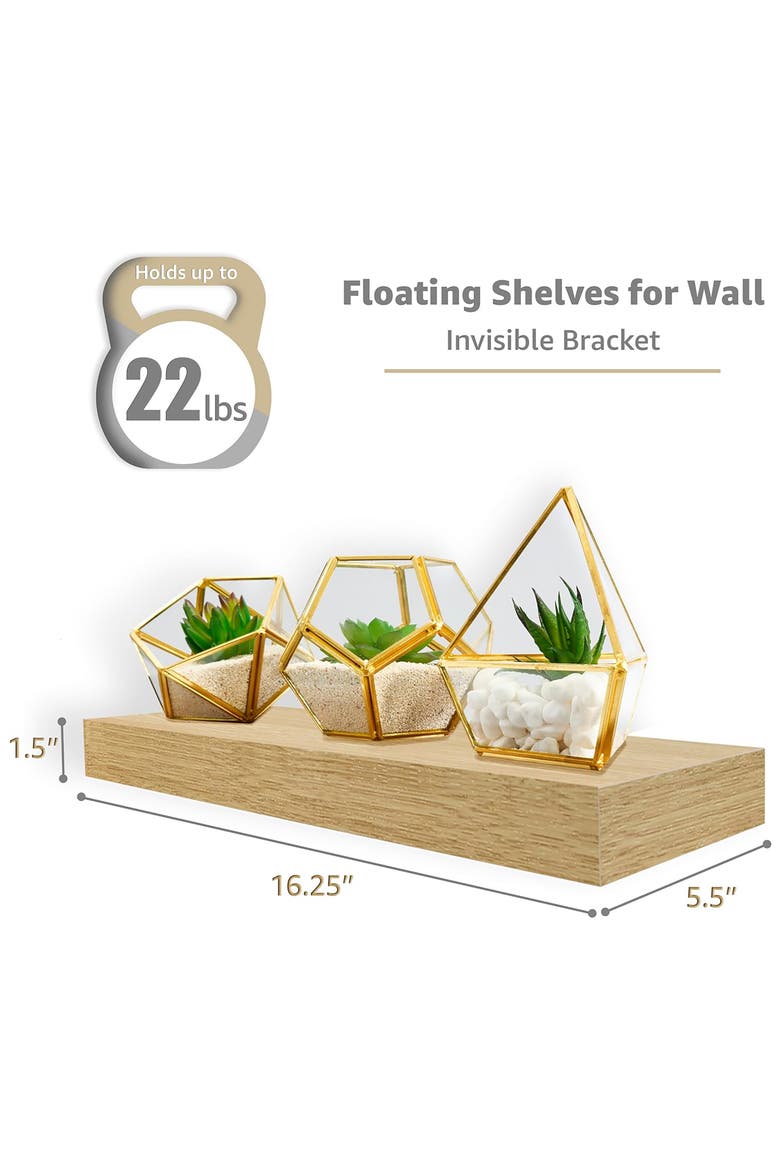 Set of 4 Floating Wall Shelves, Alternate, color, MAPLE