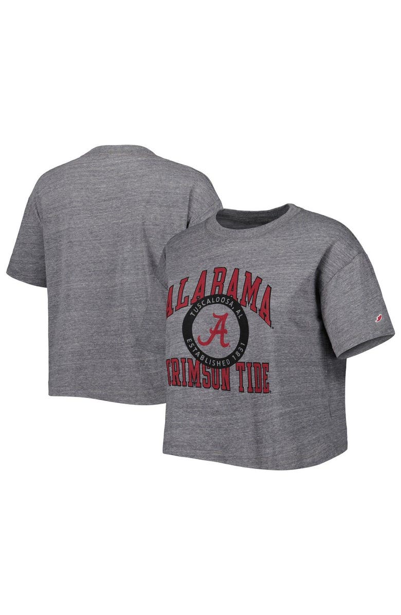 LEAGUE COLLEGIATE WEAR Women's League Collegiate Wear Heather Gray Alabama Crimson Tide Intramural Midi Seal Tri-Blend T-Shirt, Alternate, color,