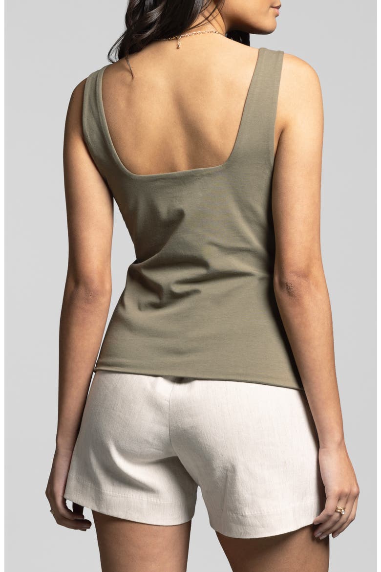 Gemma Pima Cotton Square Neck Tank, Alternate, color, SMOKEY OLIVE