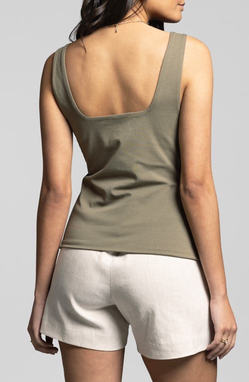 Weekend Los Angeles Gemma Pima Cotton Square Neck Tank In Smokey Olive