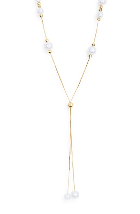 Demi Fine Faux Pearl Lariat Necklace