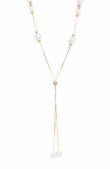 NORDSTROM RACK Demi Fine Faux Pearl Lariat Necklace