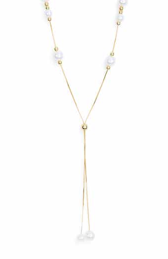 NORDSTROM RACK Demi Fine Faux Pearl Lariat Necklace