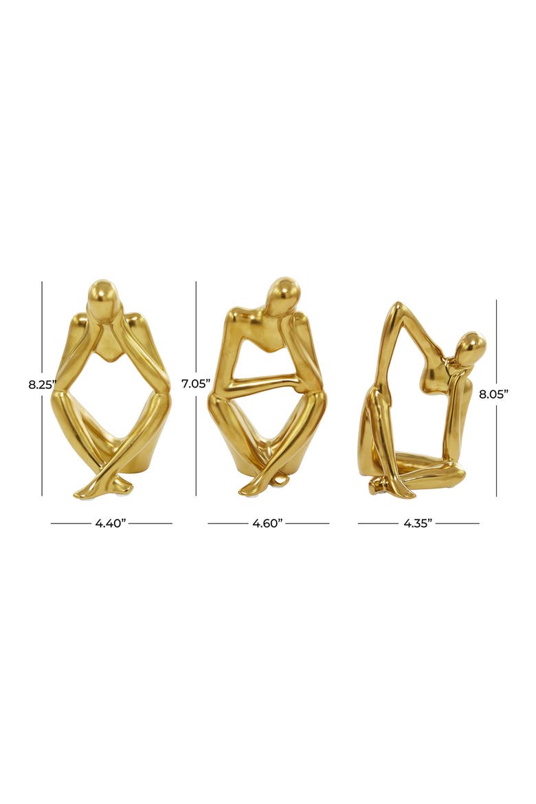 Set of 3 Contemporary Porcelain Statues, Alternate, color, GOLD