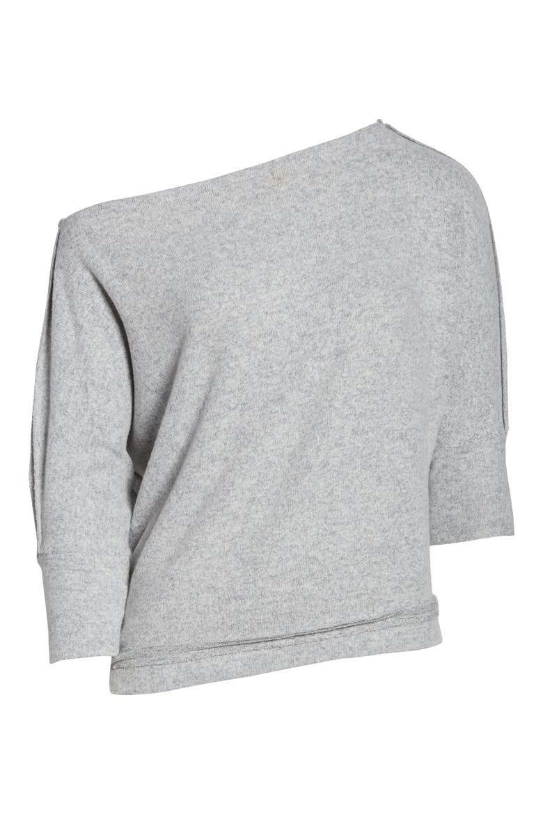 One Shoulder Top, Alternate, color, HEATHER GREY