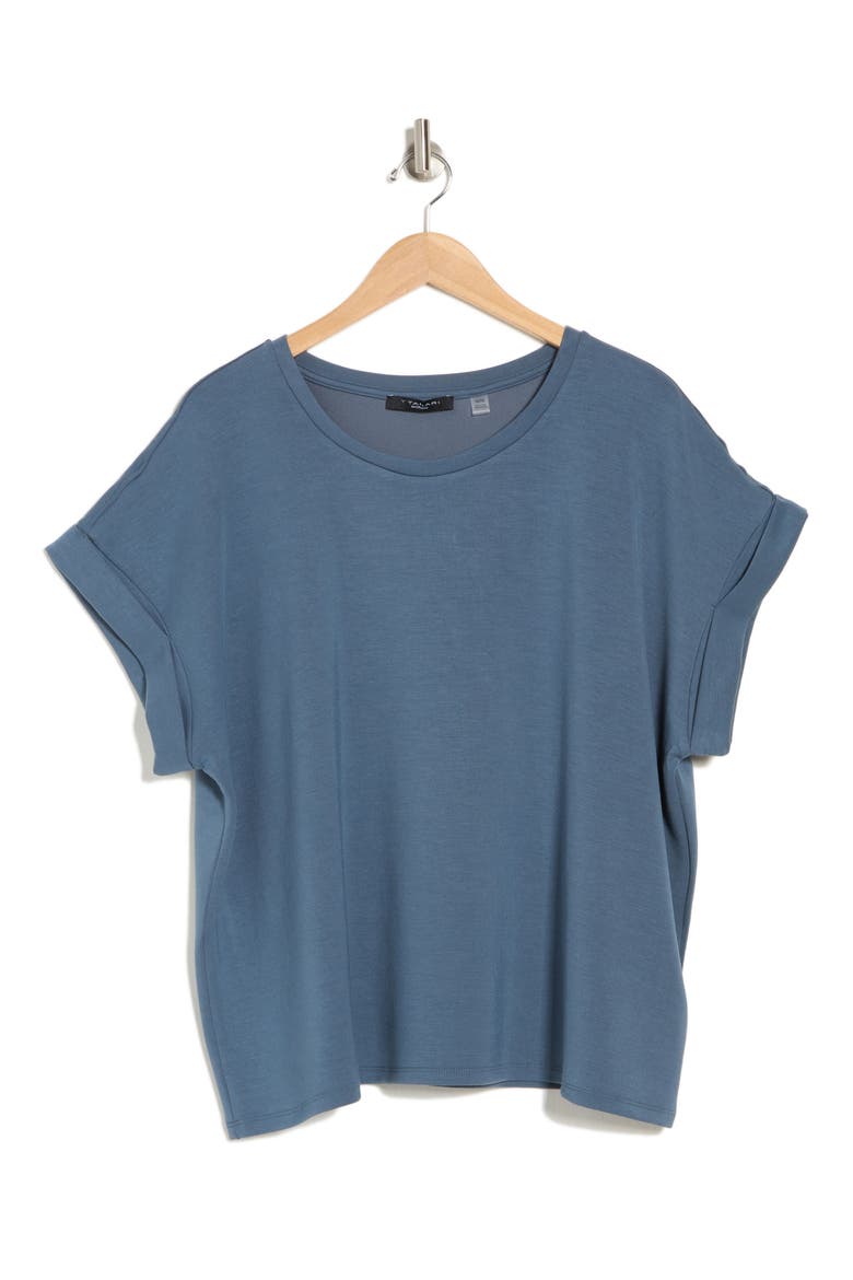 Roll Sleeve Scuba Knit Top, Alternate, color, DEEP SLATE BLUE