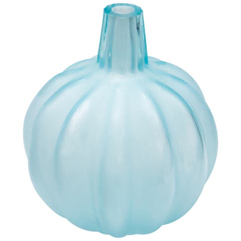 Transparent Glass Pumpkin Candle Holder - 9" - Blue