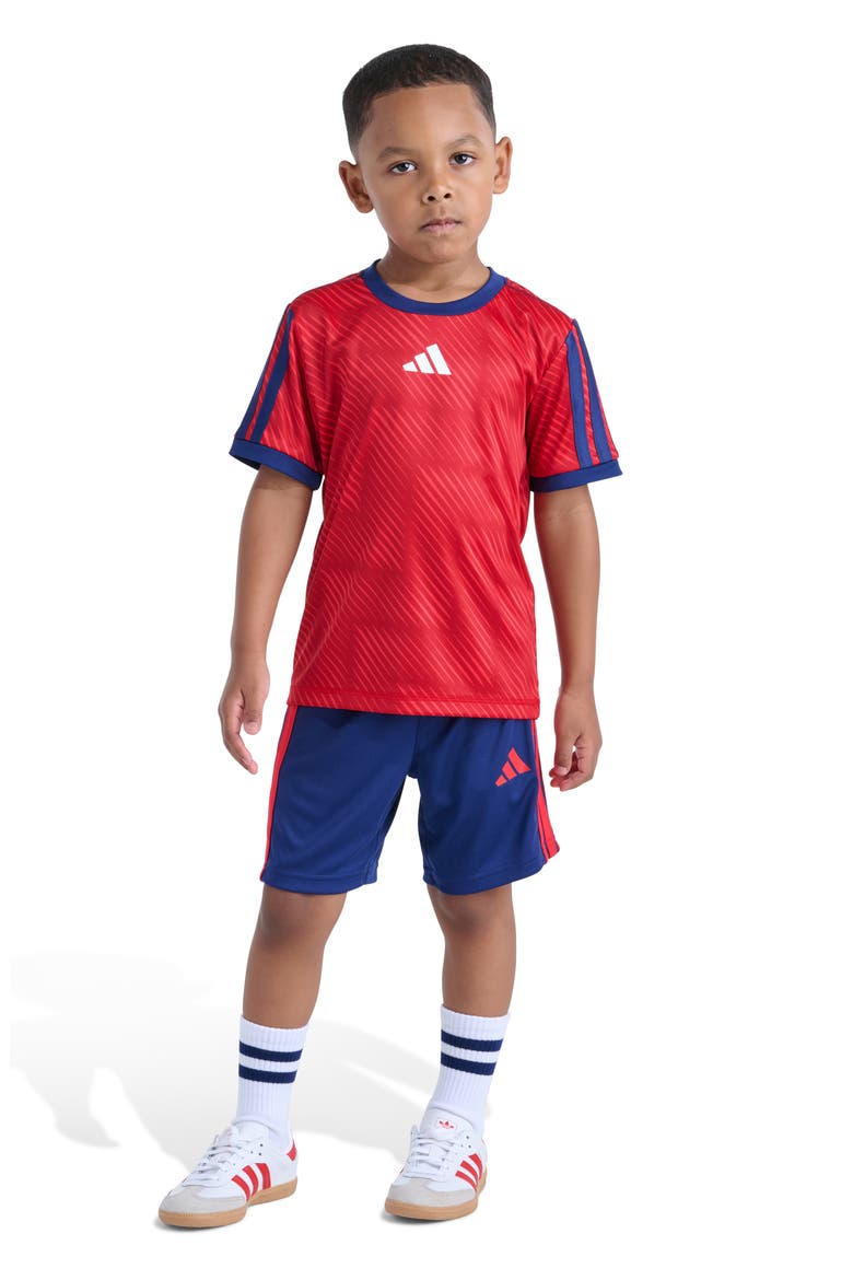 Soccer Top & 3-Stripes Shorts Set, Alternate, color, PURE RUBY
