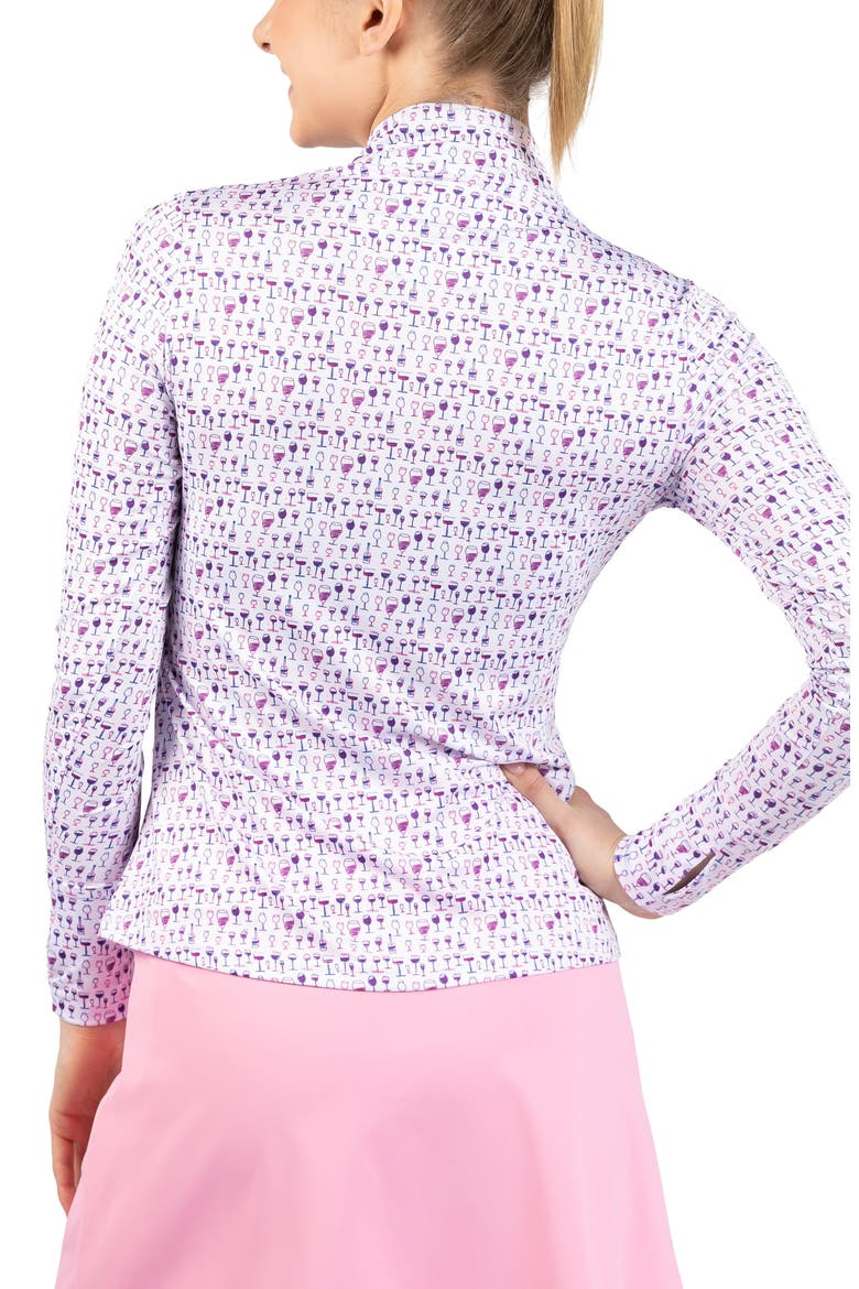Wine Glass Print Performance Quarter Zip Pullover, Alternate, color, WHITE