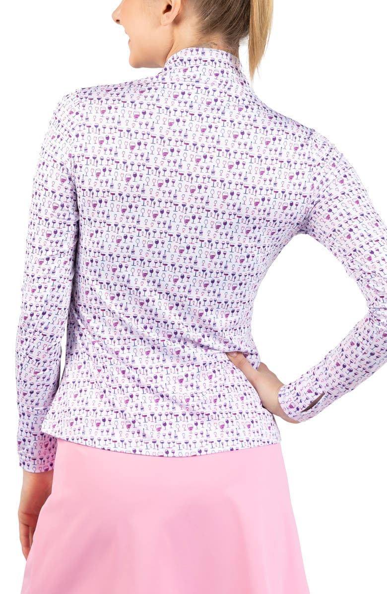 TailorByrd Wine Glass Print Performance Quarter Zip Pullover, Alternate, color, White