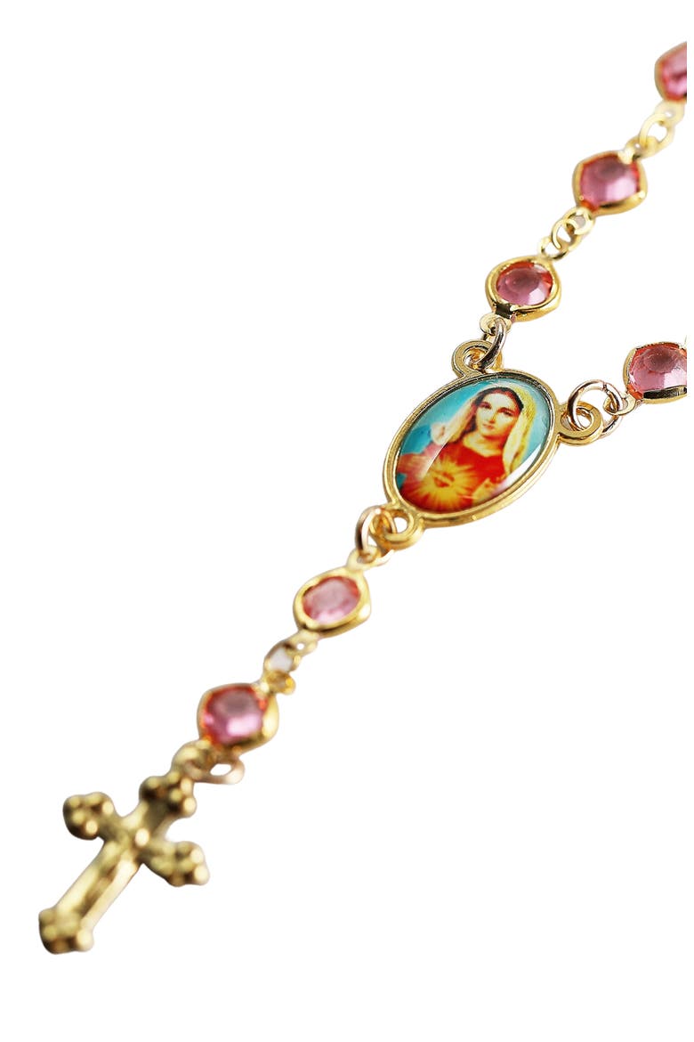 The Red Stone Rosary Necklace, Alternate, color, GOLD/PINK