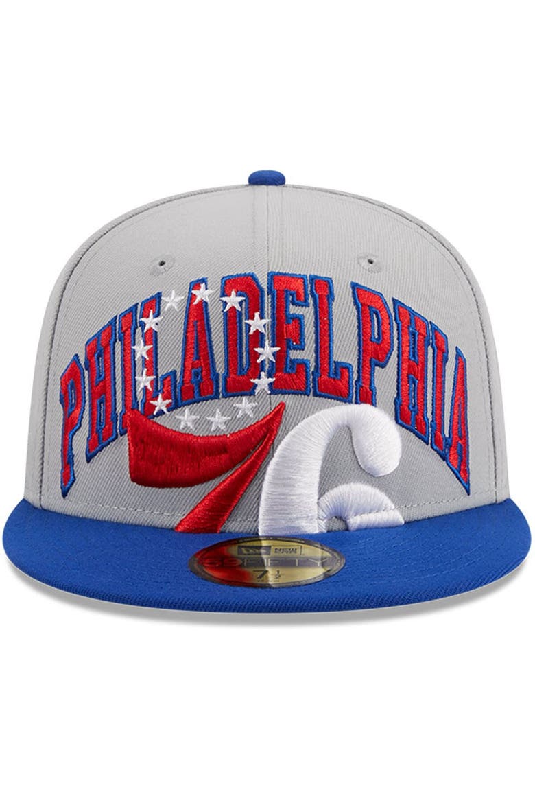 Men's New Era Gray/Royal Philadelphia 76ers Tip-Off Two-Tone 59FIFTY Fitted Hat, Alternate, color, Gray