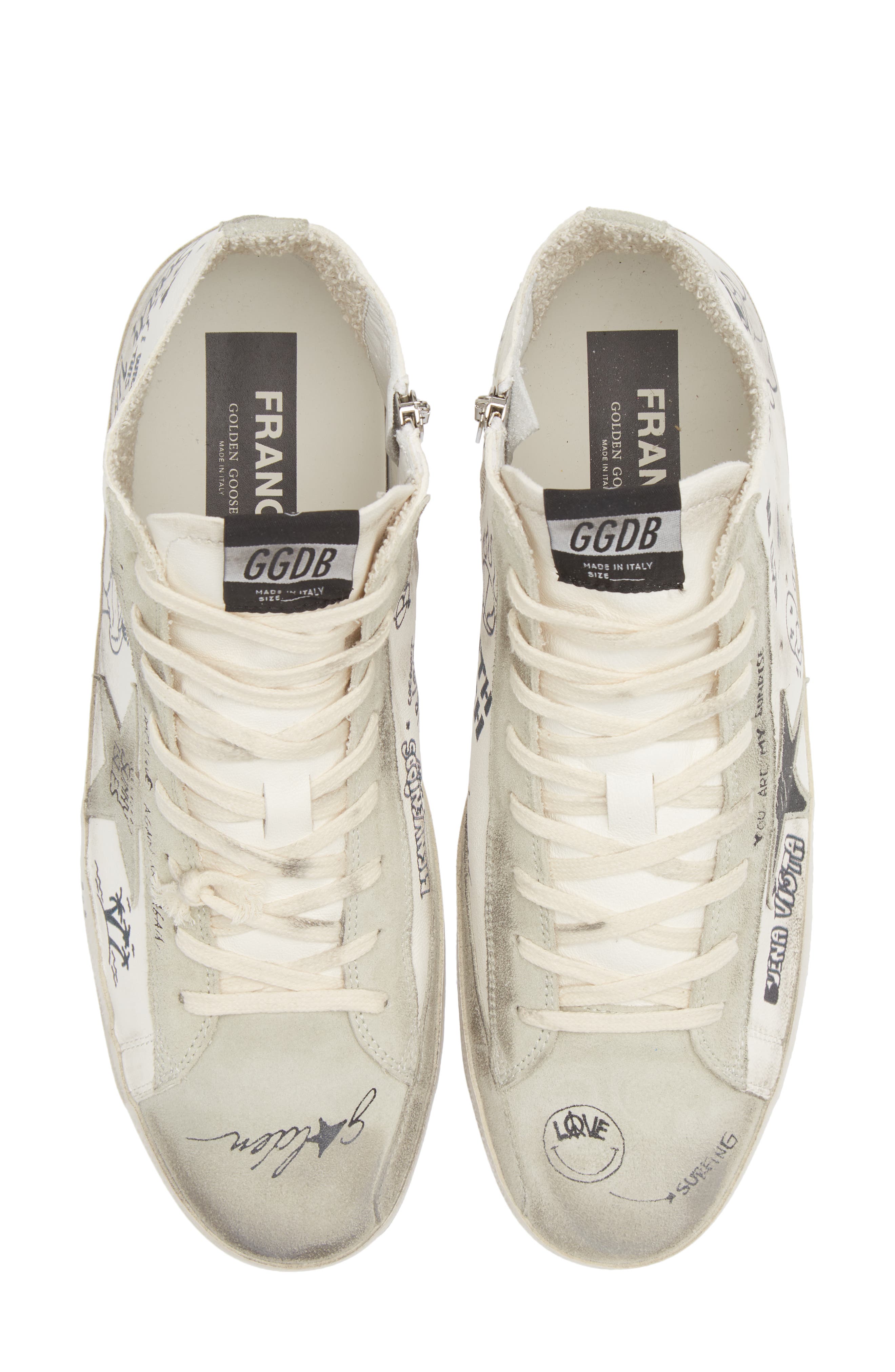 Golden Goose Francy Leather High Top Sneaker, Alternate, color, White/ Ice/ Black