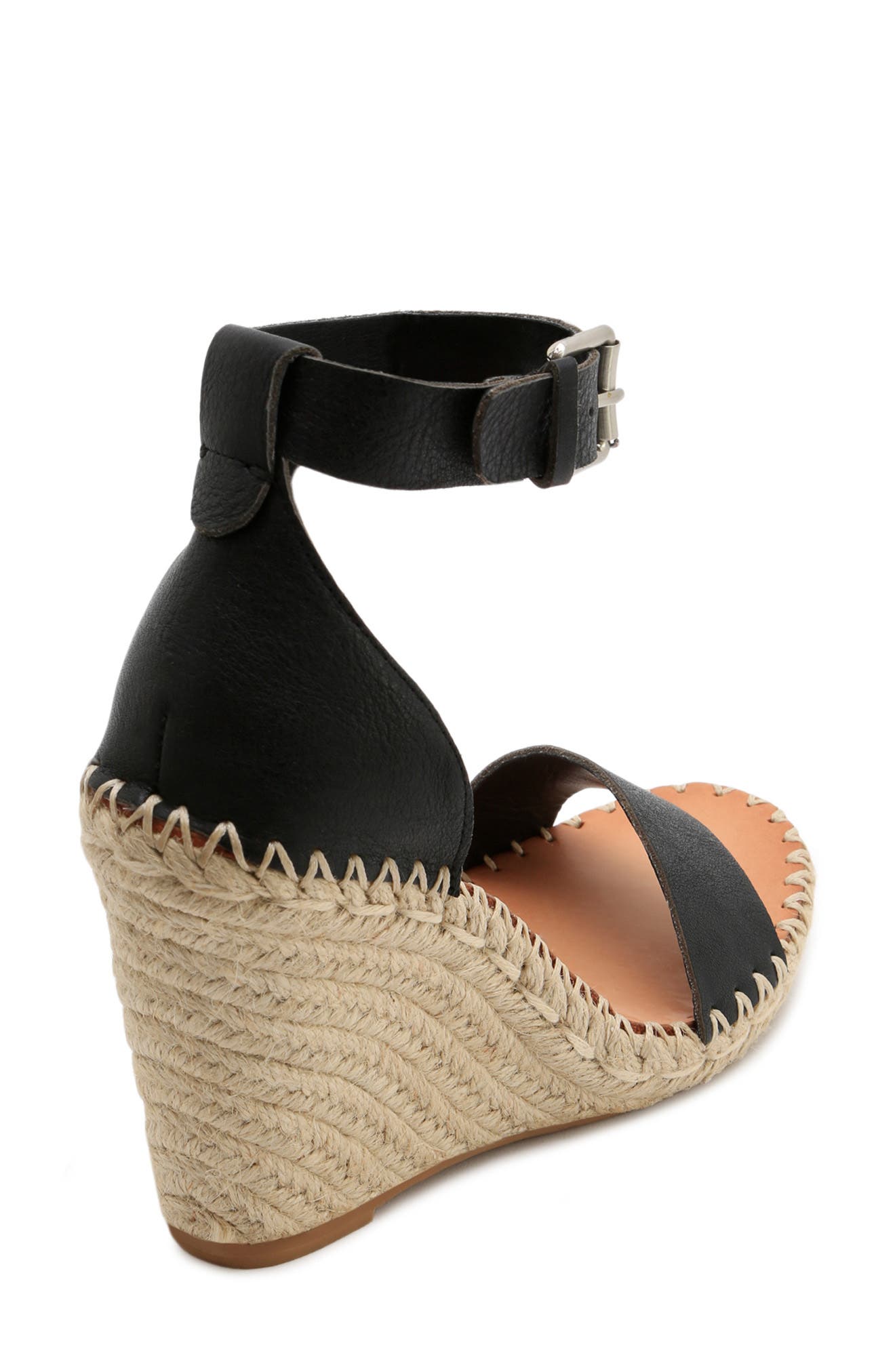Noor Espadrille Wedge Sandal, Alternate, color, BLACK LEATHER