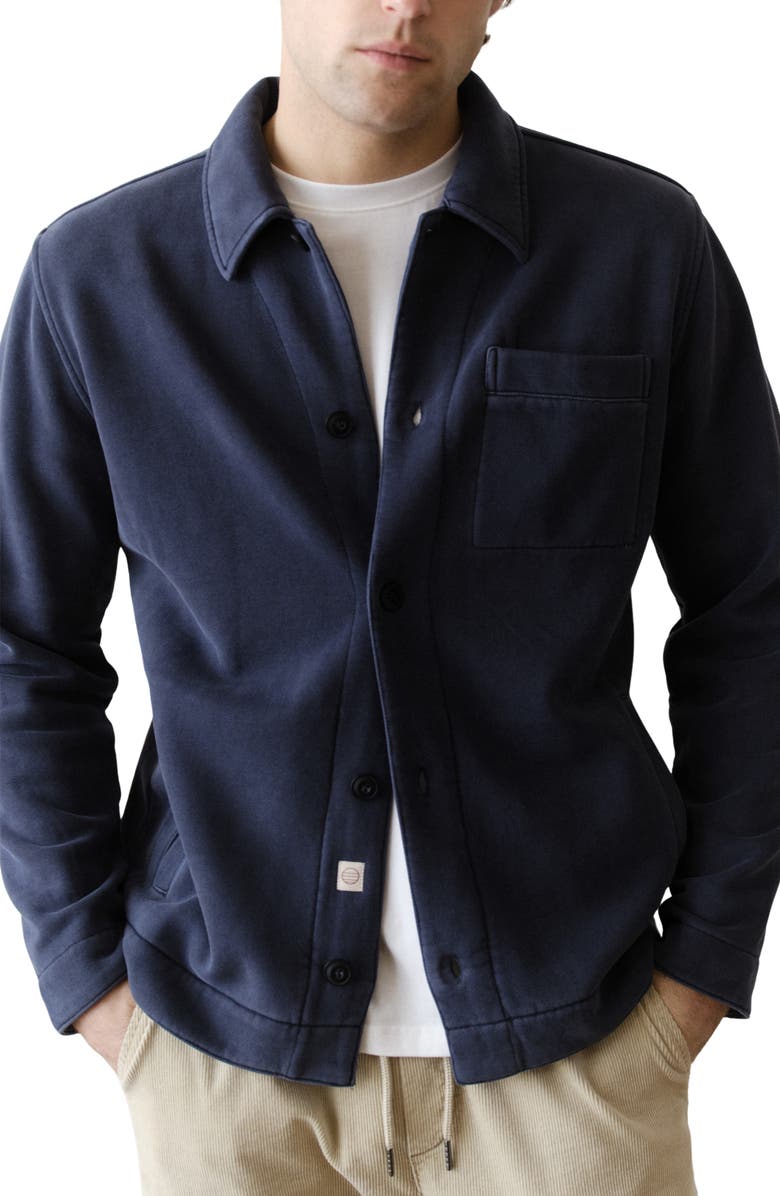 Marine Layer Cloud 9 Fleece Overshirt, Main, color, Mood Indigo