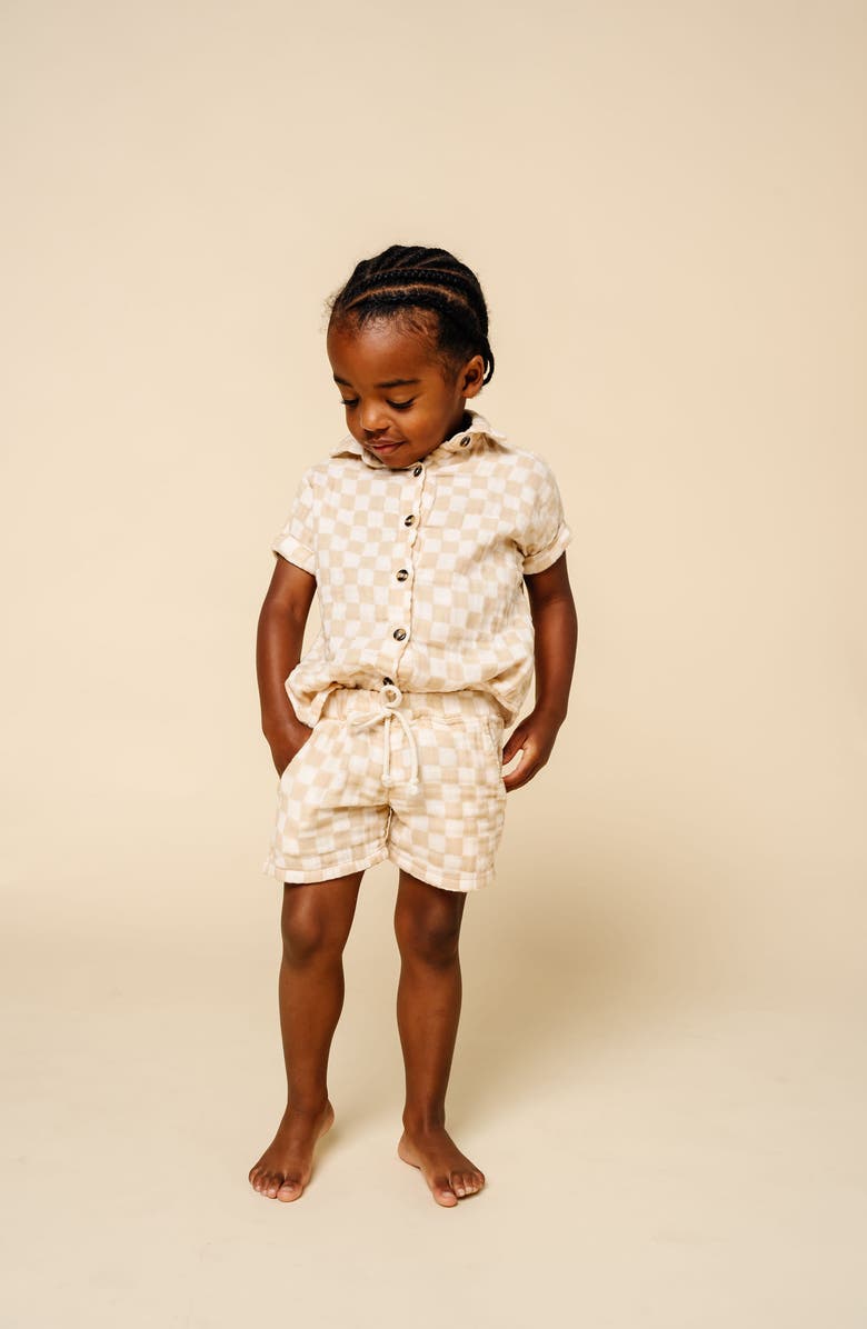 Lou Lou and Company Cloud Cotton Muslin Button-Up Shirt & Shorts Set, Alternate, color, Austin