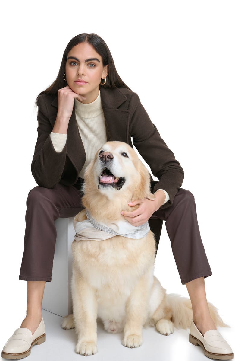 Calvin Klein Notch Wool Blend Coat, Alternate, color, Chocolate