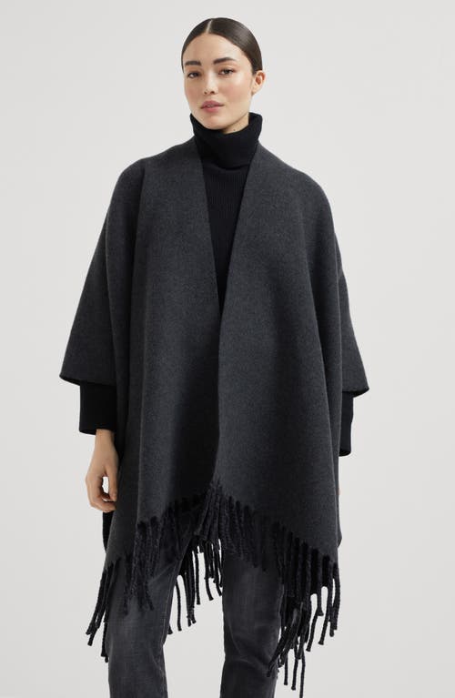 Brunello Cucinelli Wool And Cashmere Poncho In Anthracite