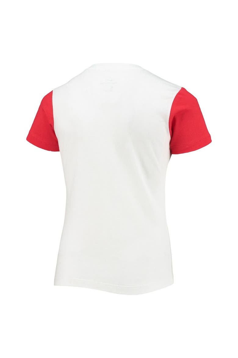 Girls Youth Nike White/Red Team USA Color Block V-Neck T-Shirt, Alternate, color, White