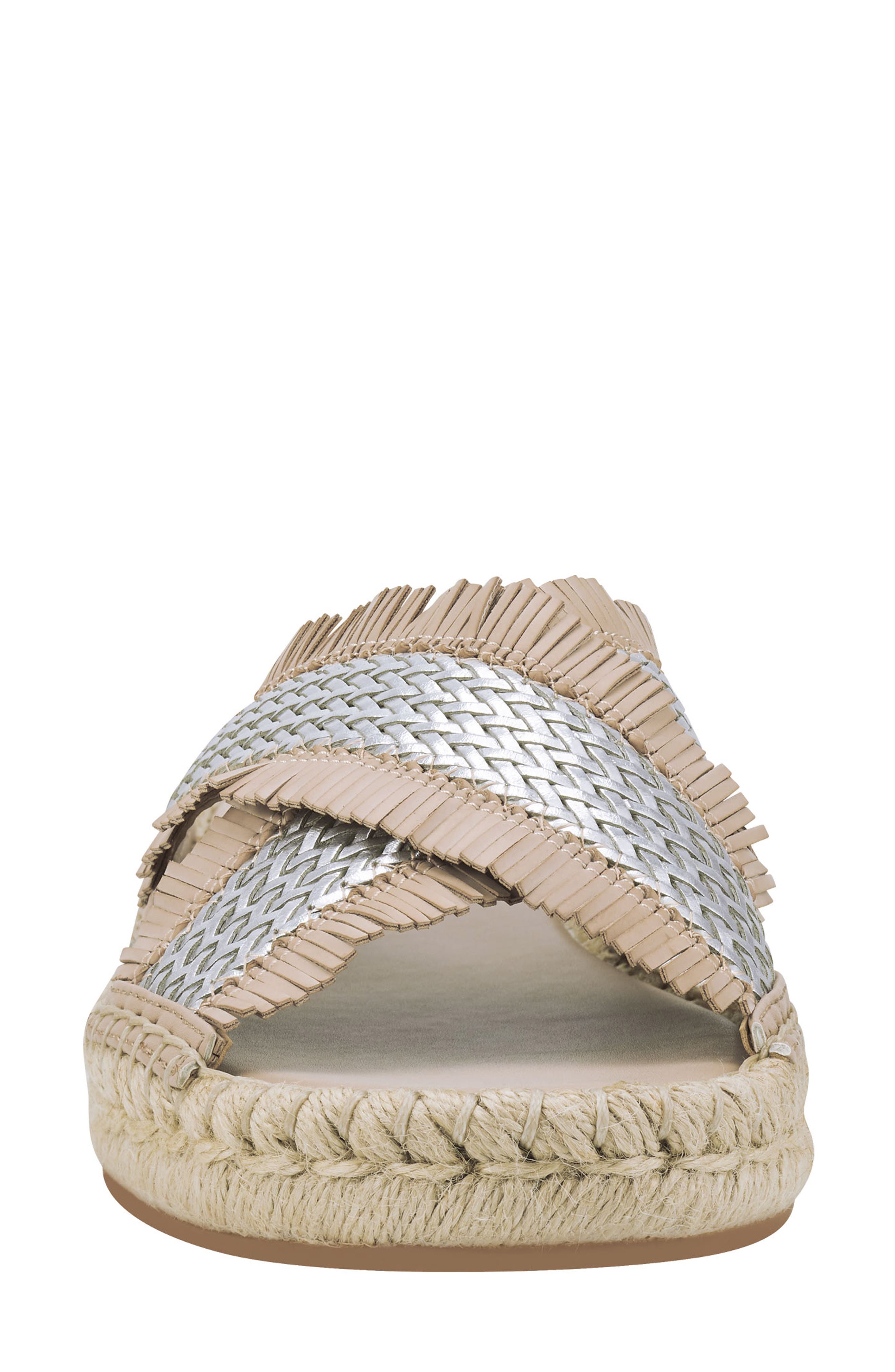 Tessi Slide Sandal, Alternate, color, SILVER/ LIGHT LATTE FABRIC