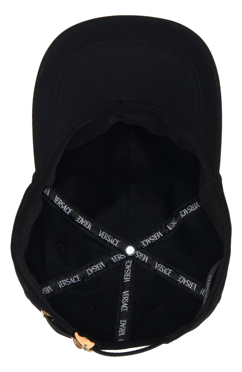 Versace Embroidered Metallic Logo Cotton Drill Baseball Cap, Alternate, color, 