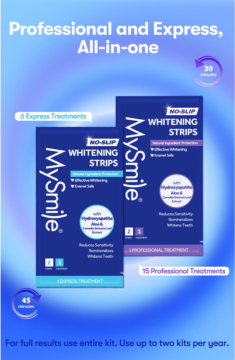 MySmile Non-Slip Teeth Whitening Strips with Natural Ingredients, Alternate, color, 21 Sets