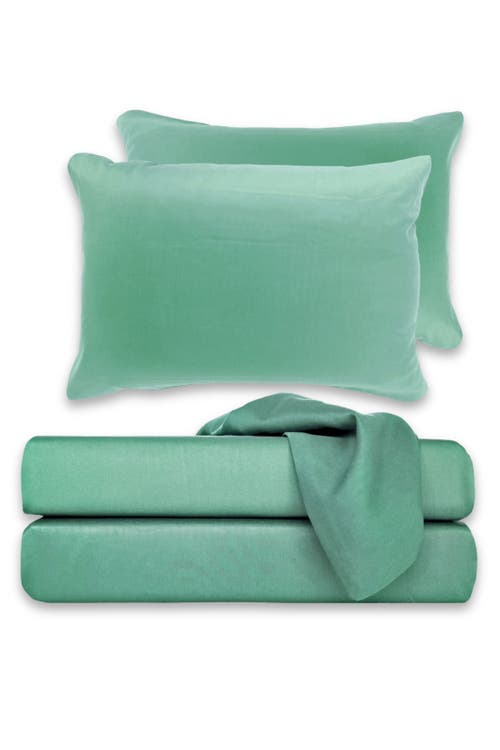 Bedvoyage Luxury 100% Viscose Cooling Bed Sheet Set In Seaglass