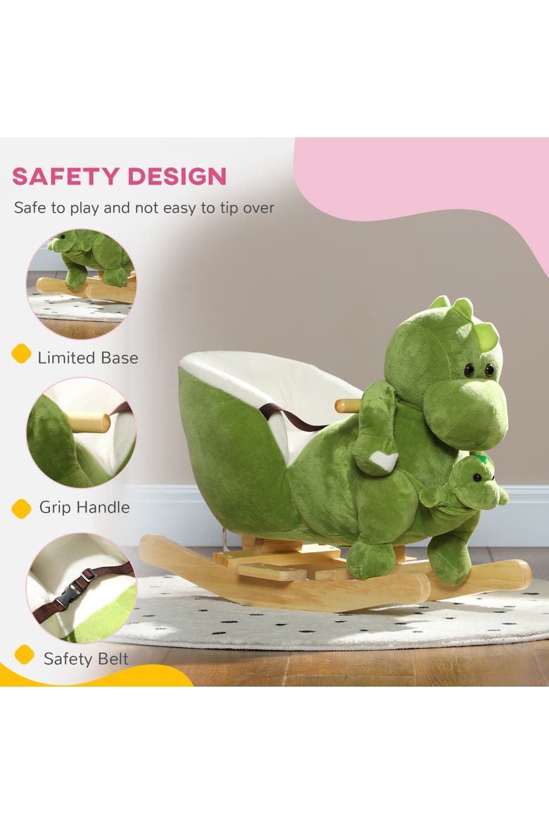 Toddler Plush Rocking Dinosaur, Seat Belt, 32 Songs, Hand Puppet, Alternate, color, Green