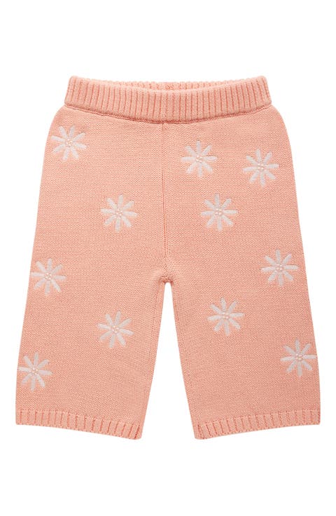 Embroidered Cotton Knit Flare Pants