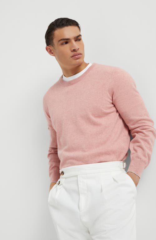 Brunello Cucinelli Pink Crewneck Sweater In Pink Grapefruit