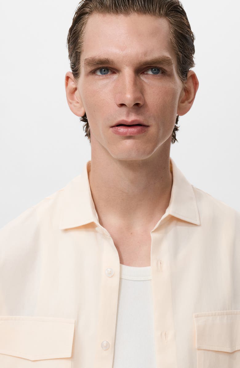 MANGO Regular Fit Tencel<sup>™</sup> Lyocell Blend Button-Up Shirt, Alternate, color, Ecru