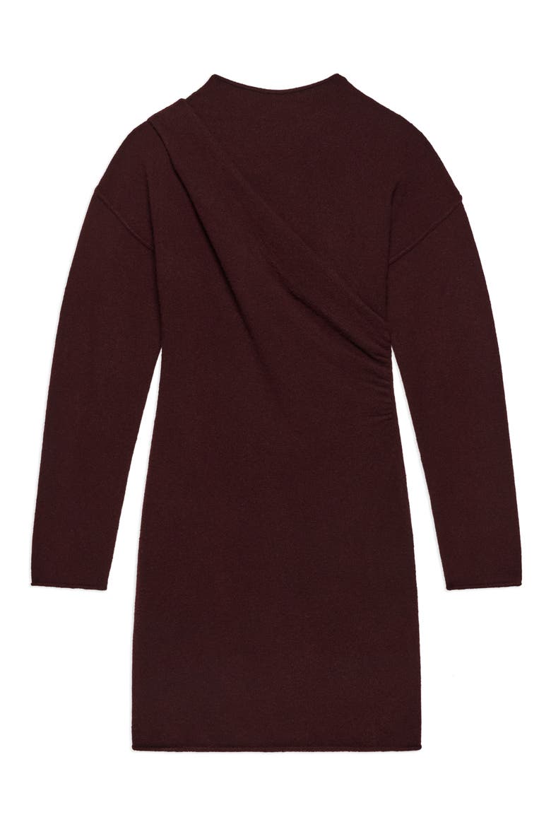 Drape Detail Long Sleeve Wool Blend Sweater Dress, Alternate, color, BURGUNDY