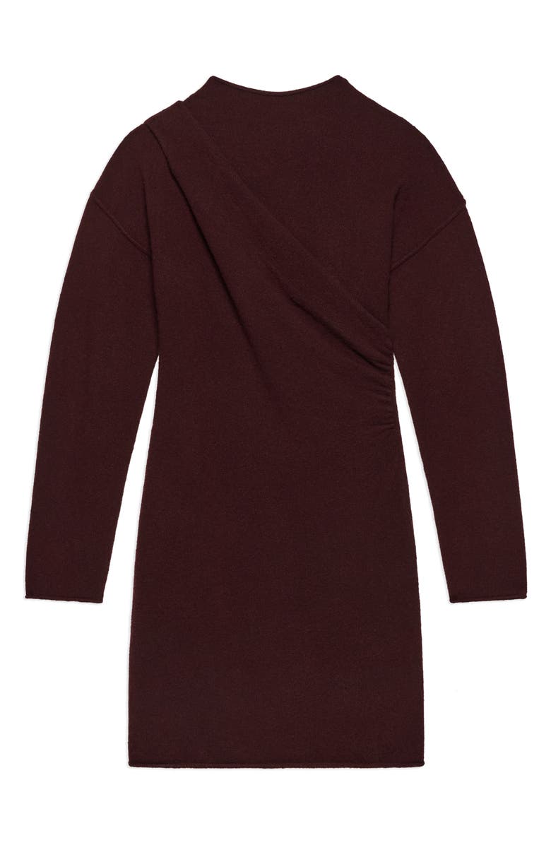 Helmut Lang Drape Detail Long Sleeve Wool Blend Sweater Dress, Alternate, color, Burgundy