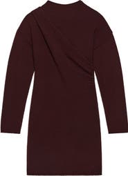 Helmut Lang Drape Detail Long Sleeve Wool Blend Sweater Dress