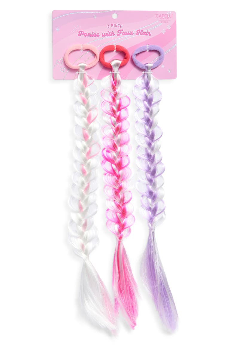 Kids' 3-Pack Braided Faux Hair Extensions, Main, color, PINK COMBO