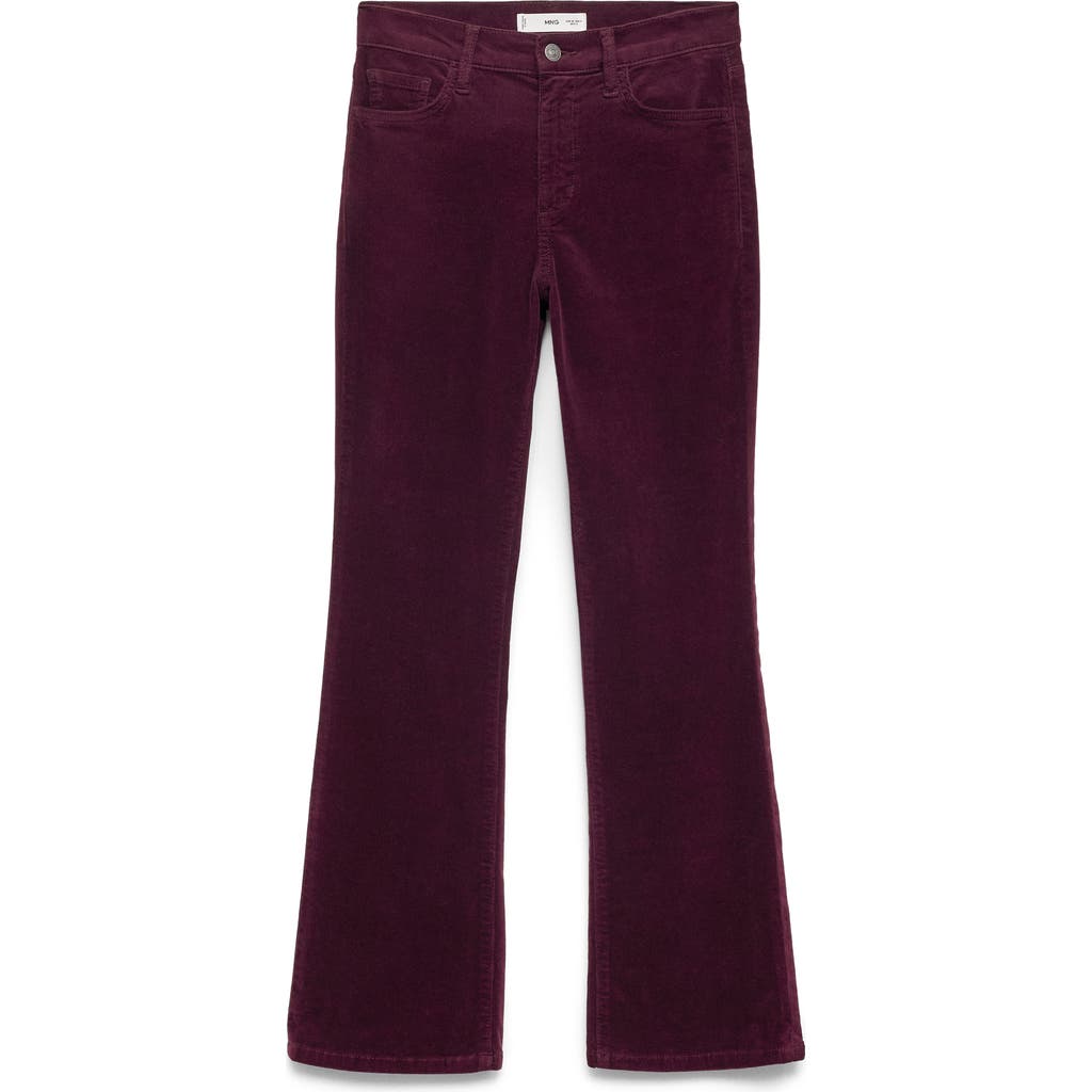 Mango Sienna Crop Flare Corduroy Jeans In Wine
