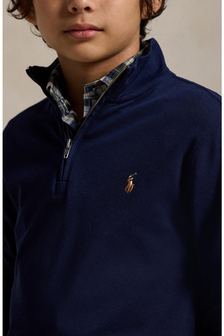 Kids' Embroidered Cotton Interlock Sweatshirt, Alternate, color, REFINED NAVY