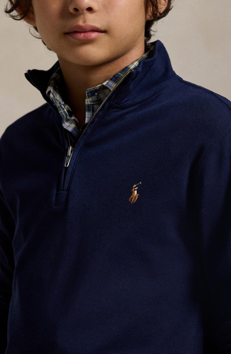 Polo Ralph Lauren Kids' Embroidered Cotton Interlock Sweatshirt, Alternate, color, Refined Navy